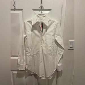 Thom Browne White Dress Shirt with Signature Stripe
